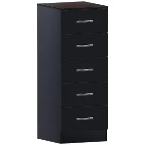 Vida Designs Riano Black 5 Drawer Narrow Chest (H)900mm (W)345mm (D)360mm