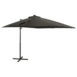 Berkfield Cantilever Umbrella with Pole and LED Lights Anthracite 250 cm