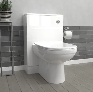 Nes Home Modern 500mm Back To Wall Toilet with Flat Pack WC Unit White