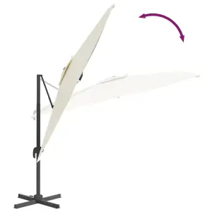 Berkfield Cantilever Garden Parasol with Aluminium Pole Sand White 300x300 cm