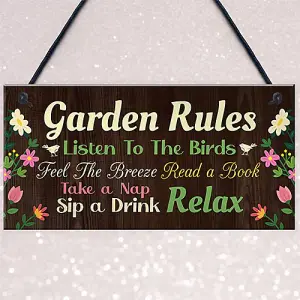 Red Ocean Garden Signs And Plaques For Outside Garden Rules Sign Novelty Hanging Plaque Summer House Sign Shed Sign Friendship