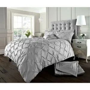 Barney Solid Colour Duvet Cover Set with Pillowcases Silver / Double - 2 Standard Pillowcases