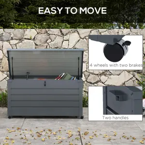 Outsunny 331L Outdoor Storage Box Waterproof with Wheels and Lock