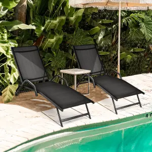 Costway Set of 2 Outdoor Chaise Lounge Chairs 5-Position Adjustable Recliners Sun Lounge