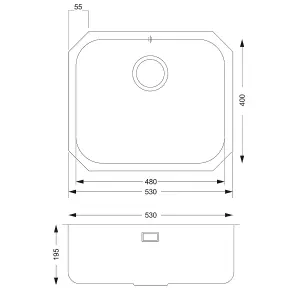 Cookology PRATO Single Bowl Undermount Sink with Kitchen Waste Strainer - Stainless Steel