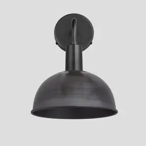 Industville Sleek Dome Wall Light, 8 Inch, Pewter, Pewter Holder