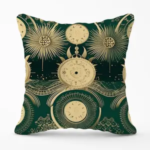 Green Moon and Sun Abstract Pattern Outdoor Cushion 45cm x 45cm