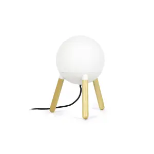 Luminosa Mine 1 Light Table Globe Lamp White, Wood, E27