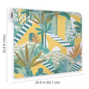 Envy Vacay Citron Yellow Floral Wallpaper