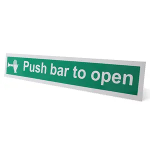 EAI - Push Bar To Open Sign 600x100mm Self Adh Semi Rigid PVC