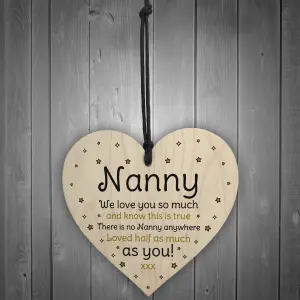 Red Ocean Nanny Gifts For Mothers Day Birthday Novelty Wooden Heart Gift For Her Nanny