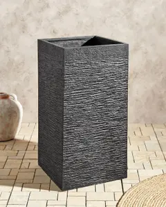 Plant Pot Fibre Clay Black 40 x 40 x 77 cm DION