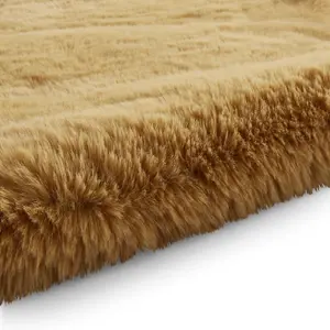 Sheepskin Mustard Plain Shaggy Rug, 50mm Thickness Modern Rug, Luxurious Rug for LivingRoom, & DiningRoom-60cm X 90cm (Single)