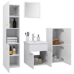 Berkfield Bathroom Furniture Set High Gloss White Engineered Wood