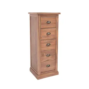 Tirolo 5 Drawer Narrow Chest of Drawers Brass Cup Handle