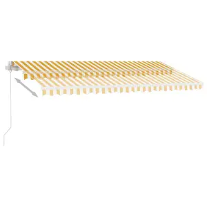 Berkfield Manual Retractable Awning with LED 450x350 cm Yellow and White