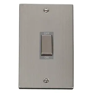 Stainless Steel 2 Gang Ingot Size 45A Switch - Grey Trim - SE Home