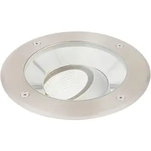 Stainless Steel Drive Over IP67 Ground Light - 16.5W Cool White Tilting Head LED