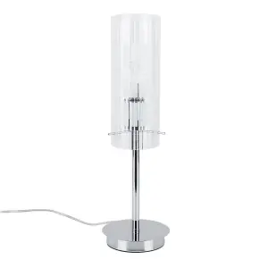 Luminosa Modern Table Lamp Chrome 1 Light  with Clear Shade, E27