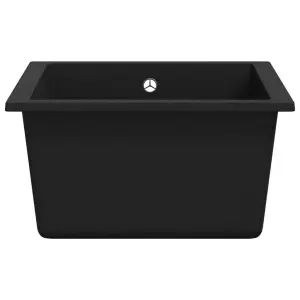 Berkfield Kitchen Sink with Overflow Hole Black Granite