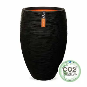 Vase Elegant Deluxe Rib Nl - L40 x W60 cm - Black