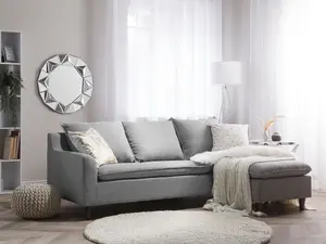 Corner Sofa ELVENES Light Grey Fabric Left Hand