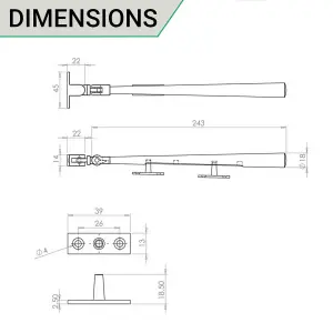 AFIT Polished Brass Contemporary Window Stay - 10"/250mm