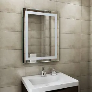 Rinse Bathrooms 800 x 600 mm Illuminated LED Bathroom Mirror with Demister - IP44