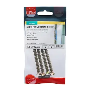 Timco - Concrete Screws - TX - Flat Countersunk - Yellow (Size 7.5 x 100 - 4 Pieces)