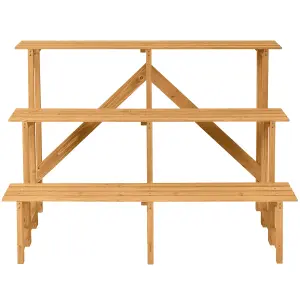 Costway 3-Tier Wooden Plant Stand Holder Flower Display Shelf Freestanding Ladder Rack