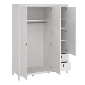 Barcelona  Wardrobe with 2 doors + 1 mirror door + 2 drawers White