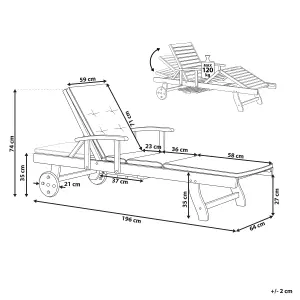 Sun Lounger with Cushion Wood Red JAVA