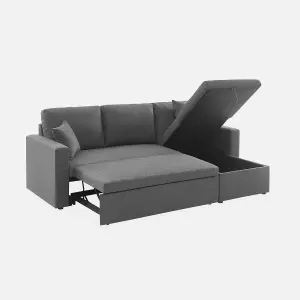 sweeek. 3-seater reversible corner sofa bed with storage Ida Grey 219x84x68 cm