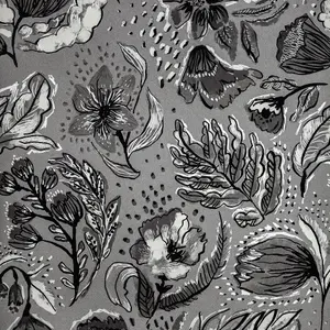 Galerie Pepper Felice Black Shimmer Flocked Wild Flower Wallpaper