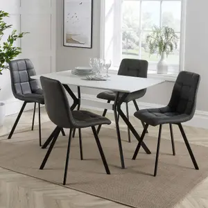 Home Source Luxor Dining Set with 4 Grey Chairs