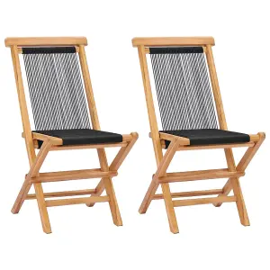 Berkfield Folding Garden Chairs 2 pcs Solid Teak Wood and Rope