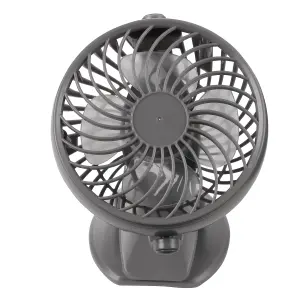 Hardys 3 Speed USB Rechargeable Clip On Cooling Portable Fan Desk Computer Pushchair - Grey