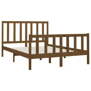 Berkfield Bed Frame Honey Brown Solid Wood Pine 150x200 cm 5FT King Size