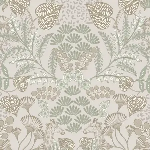 Superfresco Easy Beige Jungle Day Metallic effect Smooth Wallpaper