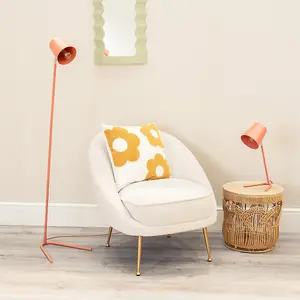 ValueLights Lark Coral Peach Metal Task Slimline Floor Lamp