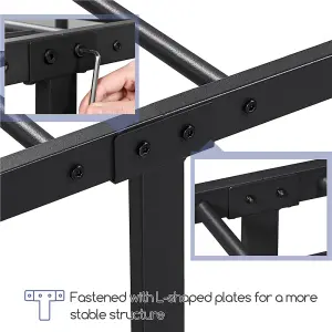 Yaheetech Black 4ft6 Double Metal Bed Frame with Diamond Pattern Headboard and Footboard