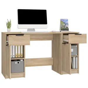 Berkfield Desk with Side Cabinet Sonoma Oak Engineered Wood