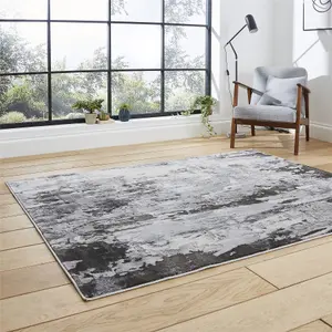 Grey Abstract Modern Easy To Clean Abstract Rug For Dining Room-120cm X 170cm