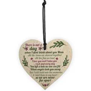 Red Ocean Handmade Mum Memorial Gift Grave Plaque Tribute Sign Wooden Heart Mum Birthday Gifts For Her