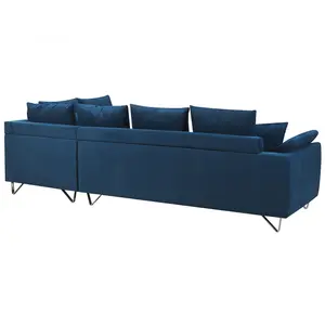 Corner Sofa LUNNER Navy Blue Corduroy Left Hand