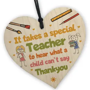 Red Ocean Gift For Teacher Teaching Assistant Leaving School Nursery Gift Wooden Heart Special Thank You Teacher Gift