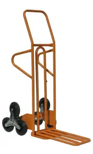 Heavy Duty Stair Climber Sack Truck, Steel Yellow Frame, 3 Linked Wheels, Folding Toe Plate For Extra Storage - 200kg Capacity