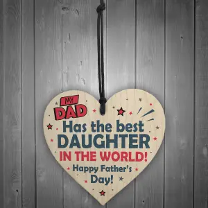 Red Ocean Fathers Day Gift From Daughter Novelty Wooden Heart Sign Gifts For DAD Him