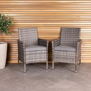 Charles Bentley Garden Outdoor Pair of Rattan Dining Chairs Grey