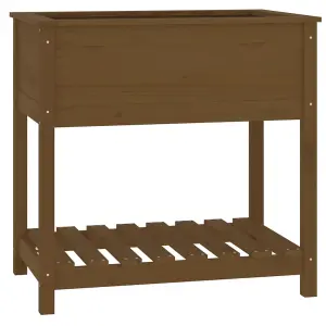 Berkfield Planter with Shelf Honey Brown 82.5x54x81 cm Solid Wood Pine